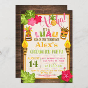 Invitation de la fête de graduation de Luau - Text