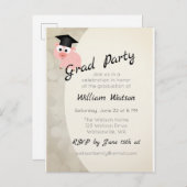Invitation de la fête de graduation de porc (Devant / Derrière)