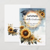Invitation de la fête de graduation de tournesol (Devant / Derrière)