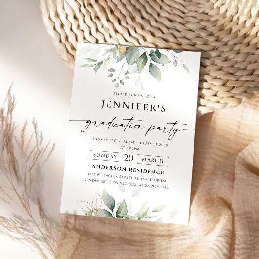 Invitation de la fête de graduation de verdure