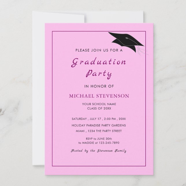 Invitation de la fête de graduation de vos couleur (Devant)