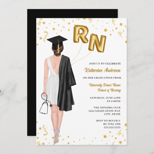 Invitation de la fête de graduation des infirmière (Devant / Derrière)