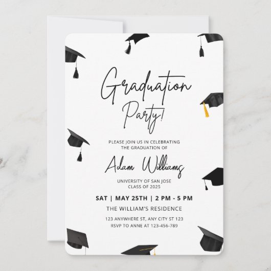 Invitation de la fête de graduation, diplôme unive (Devant)