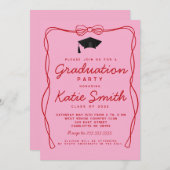 Invitation de la fête de graduation, Doodles BowGr (Devant / Derrière)