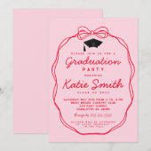 Invitation de la fête de graduation, Doodles BowGr (Devant / Derrière)