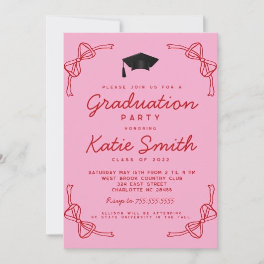 Invitation de la fête de graduation, Doodles BowGr (Devant)