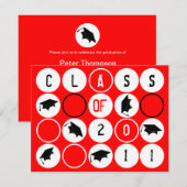 Invitation de la fête de graduation DOT191 Rouge (Devant / Derrière)