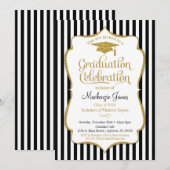 Invitation de la fête de graduation Elégant Black  (Devant / Derrière)