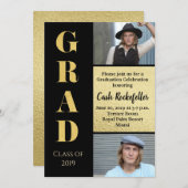 Invitation de la fête de graduation élégante (Devant / Derrière)