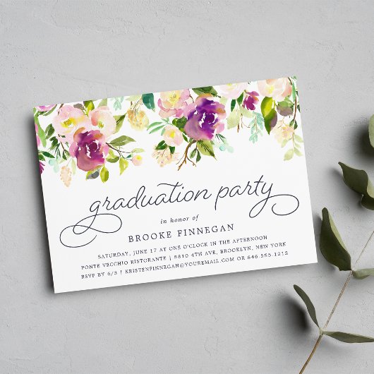 Invitation de la fête de graduation en fleurs vibr