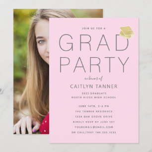 Invitation de la fête de graduation en rose pâle