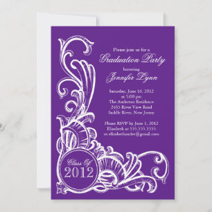 Invitation de la Fête de graduation en violet Vint