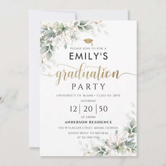 Invitation de la fête de graduation Eucalyptus (Devant)