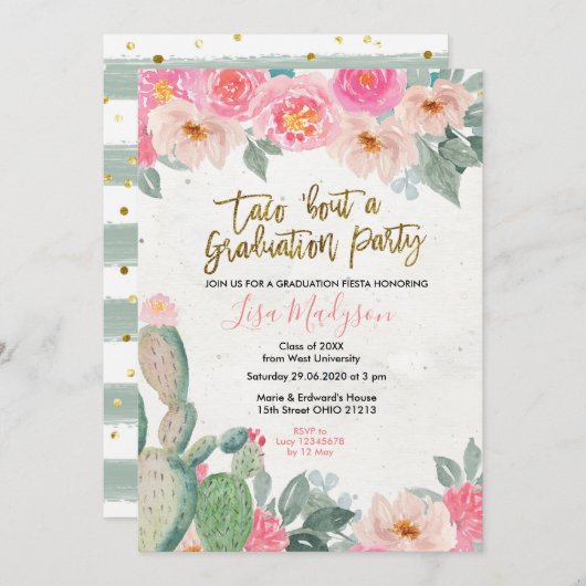 Invitation de la fête de graduation Fiesta (Devant / Derrière)