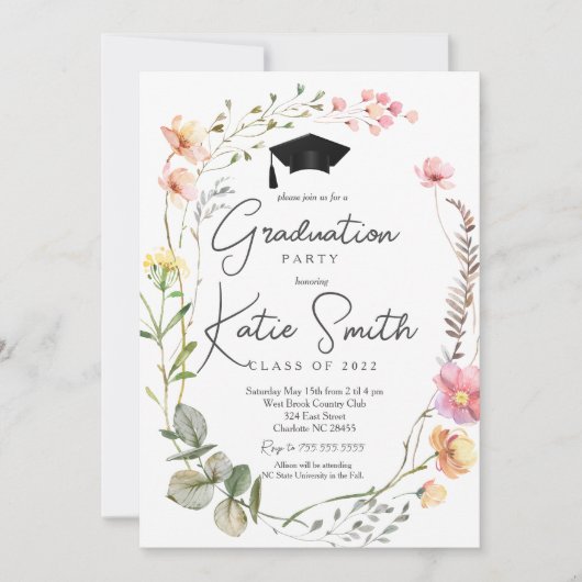 Invitation de la fête de graduation, Fleur sauvage (Devant)