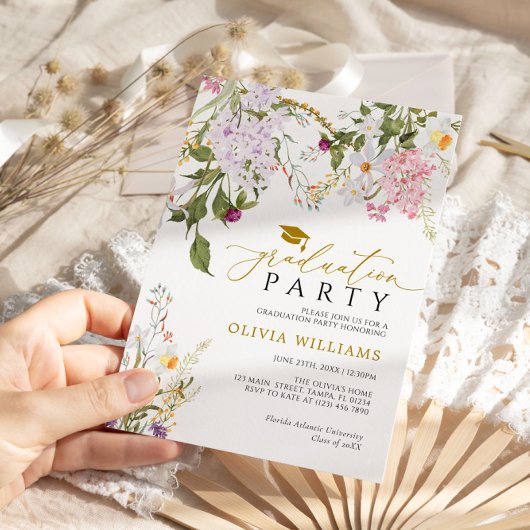 Invitation de la fête de graduation fleur sauvage