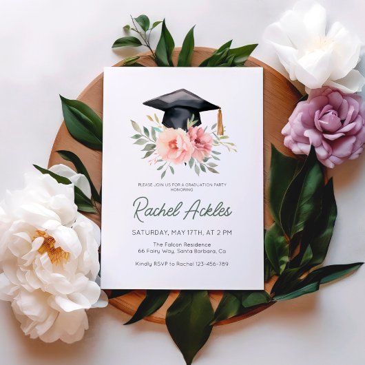 Invitation de la fête de graduation florale, Girl