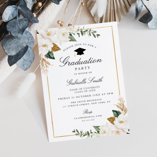 Invitation de la fête de graduation florale Magnol