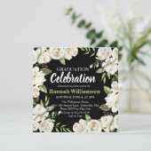 Invitation de la fête de graduation florale noire  (Debout devant)