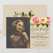 Invitation de la fête de graduation florale rustiq (Devant / Derrière)