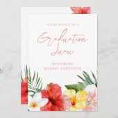 Invitation de la fête de graduation florale tropic (Devant / Derrière)