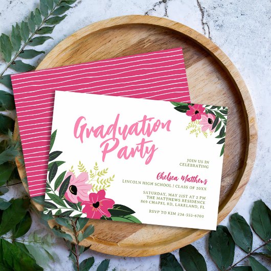 Invitation de la fête de graduation florale tropic