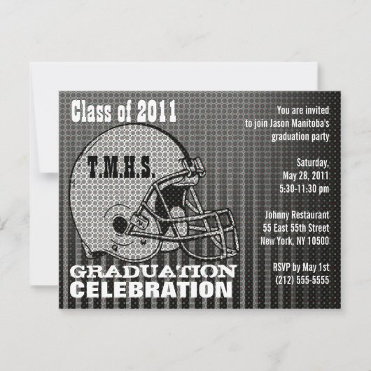 Invitation de la fête de graduation Football Casqu (Devant)