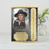 Invitation de la fête de graduation Gold & Black (Debout devant)