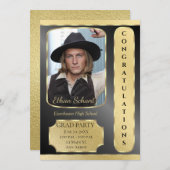 Invitation de la fête de graduation Gold & Black (Devant / Derrière)