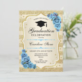 Invitation de la fête de graduation - Gold Blue (Debout devant)