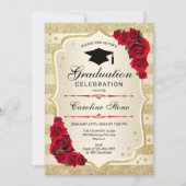 Invitation de la fête de graduation - Gold Red (Devant)