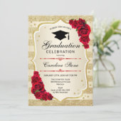 Invitation de la fête de graduation - Gold Red (Debout devant)