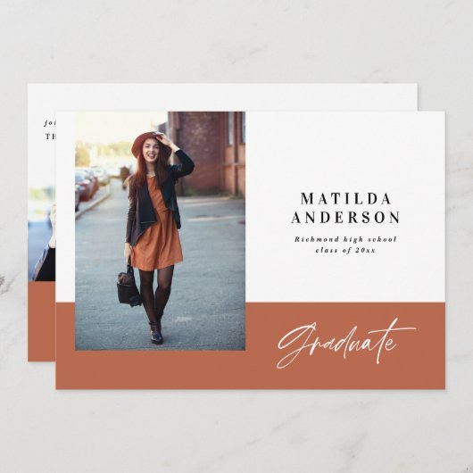 Invitation de la fête de graduation graphique mode (Devant / Derrière)