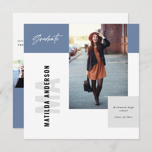 Invitation de la fête de graduation graphique mode (Devant / Derrière)