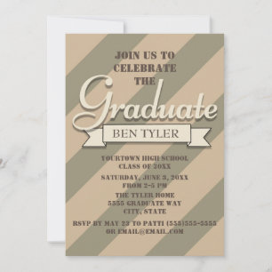 Invitation de la fête de graduation Green and Tan 