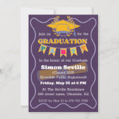 Invitation de la fête de graduation jaune et viole (Devant)