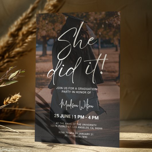 Invitation de la fête de graduation minimale en no