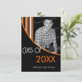 Invitation de la fête de graduation Mod Stripes Or (Debout devant)