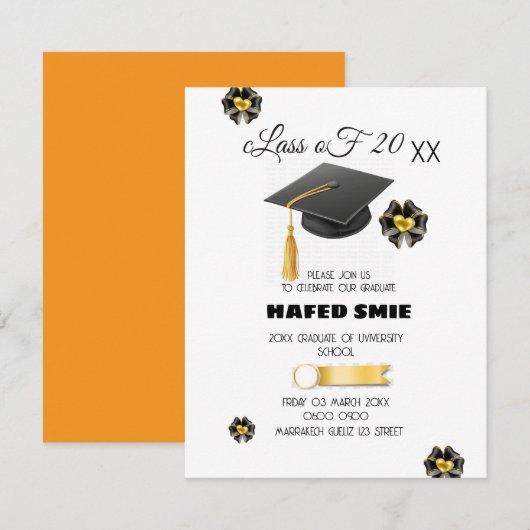 Invitation de la fête de graduation Modèle Editabl (Devant / Derrière)