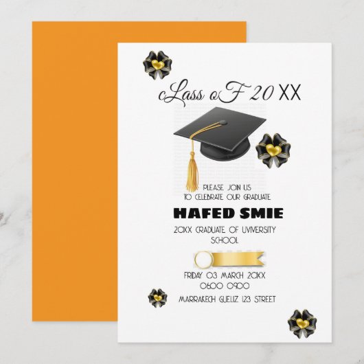 Invitation de la fête de graduation Modèle Editabl (Devant / Derrière)