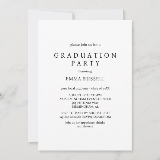 Invitation de la fête de graduation moderne (Devant)