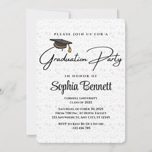 Invitation de la fête de graduation moderne (Devant)