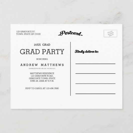 Invitation de la fête de graduation moderne Bold (Dos)