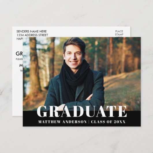 Invitation de la fête de graduation moderne Bold (Devant / Derrière)