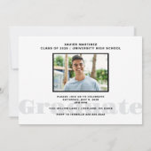 Invitation de la fête de graduation moderne noir e (Dos)