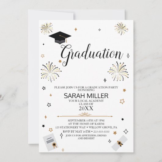 Invitation de la fête de graduation modifiable ins (Devant)