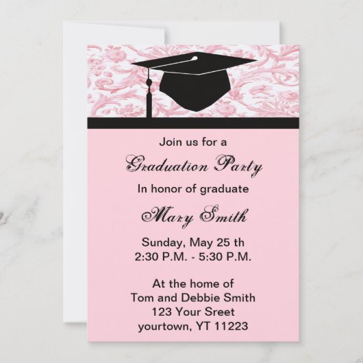 Invitation de la fête de graduation Monogram Pink  (Devant)