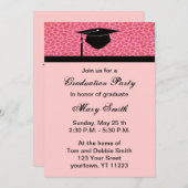 Invitation de la fête de graduation Monogram Pink (Devant / Derrière)