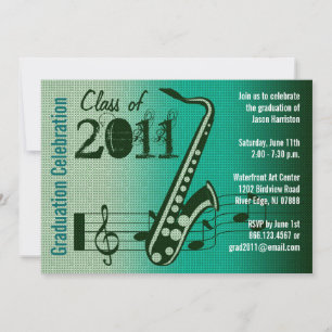 Invitation de la fête de graduation Musique Saxoph