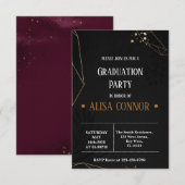 Invitation de la fête de graduation Noir et or (Devant / Derrière)
